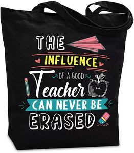 Regalo para Maestras, Bolsa <span class=keywords><strong>de</strong></span> Lona Lisa para Mujer, Bolsa <span class=keywords><strong>de</strong></span> Compras <span class=keywords><strong>de</strong></span> Algodón Personalizada con Cierre <span class=keywords><strong>de</strong></span> Cremallera - Product Image 1