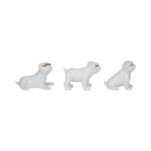 Statuette di Bulldog, Scultura Moderna in Ceramica Bianca con Baffo Dorato, Decorazione per Casa, Soggiorno, Mensola, Tavolino, Ufficio - Product Image 3