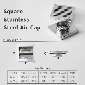 Grille d'aération murale carrée de haute qualité en acier inoxydable 304 pour raccordement de conduit d'air pour système de ventilation centralisée domestique - Product Image 5