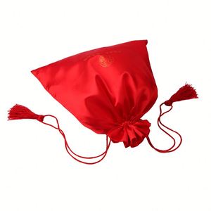 Sacs en satin pour cadeaux de mariage, vente directe du fabricant chinois, sacs en satin champagne, pochettes en satin avec dentelle - Product Image 5