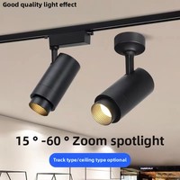 Projecteur LED sur rail Zoom COB à angle réglable pour magasin de vêtements, hall d'exposition commercial, éclairage sur rail