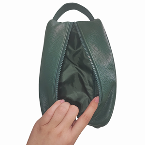 Portable poignée latérale hommes voyage trousse de toilette pochette de lavage en cuir PU sac de maquillage estampage à chaud Logo personnalisé étanche sac cosmétique - Product Image 4