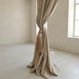 Sujetador de Cortina Minimalista de Lino con Borla de Yute y Cuerda para Decoración de Ventanas - Product Image 1