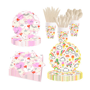 Platos de Papel Personalizados con Diseño de Arcoíris DAMAI, Artículos para Fiestas de Cumpleaños, Decoraciones para Baby Shower y Fiestas de Feliz Cumpleaños - Product Image 1