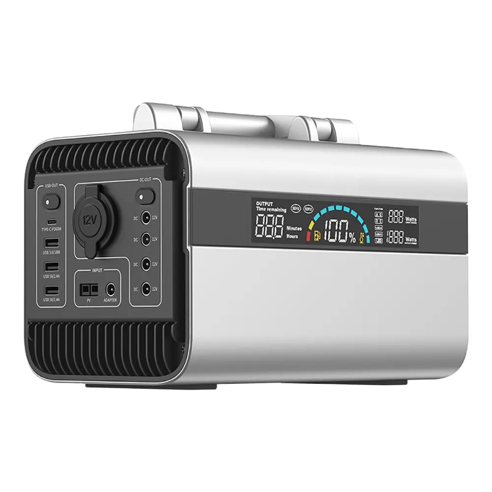 Alimentation mobile d'extérieur 1000W batterie de stockage d'énergie portable de grande capacité 2 batteries station d'alimentation portable 2000w