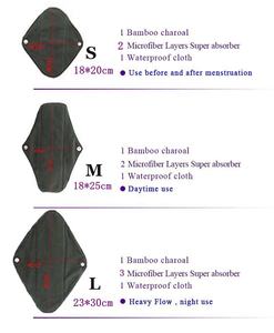 Carvão vegetal de Bambu Reutilizáveis Mulher Sanidade Guardanapo Almofadas almofadas laváveis - Product Image 6