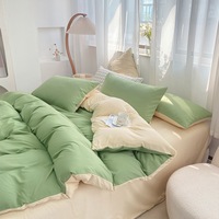 Housse de couette en coton lavé taie d'oreiller couvre-lit Simple mode ensemble de draps de lit linge de lit ensemble de literie pour garçons filles chambre