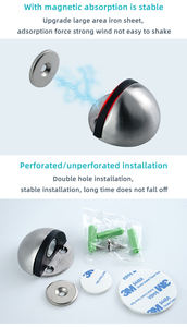 Butoir <span class=keywords><strong>de</strong></span> <span class=keywords><strong>porte</strong></span> moderne en acier inoxydable, <span class=keywords><strong>demi</strong></span>-<span class=keywords><strong>lune</strong></span>, auto-adhésif, monté au sol, pour salle <span class=keywords><strong>de</strong></span> bain - Product Image 3