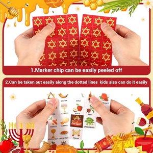 Cartes de bingo Rosh Hashanah pour 24 joueurs Jeu de fête du Nouvel An juif Activité de classe familiale Ensemble de bingo <span class=keywords><strong>Shana</strong></span> Tova avec marqueurs - Product Image 3