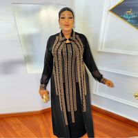 Xqy500026 Robe musulmane pour femme, style Moyen-Orient, avec perles et strass, coupe jupe, type costume
