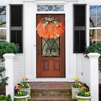 Couronne d'Halloween créative en tissu simulé pour porte d'entrée, décoration de jardin d'automne avec citrouille
