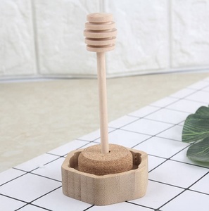 Bouteille de stockage hexagonale en verre avec couvercle en bois, 100 ml, 220 ml, 380 ml, avec cuillère intégrée, pour miel – Meilleures ventes - Product Image 3