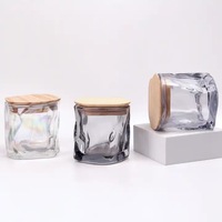 Nouveau luxe Unique forme de vague ambre gris givré clair 180ml 275ml bougeoirs en verre bocal à bougie en verre