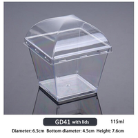 Tasse à mousse en plastique jetable transparente de 115ml tasse à dessert en gelée carrée épaissie pour thé au jus de chocolat-Pack personnalisé