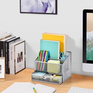 Organizador de Escritorio Metálico con Recubrimiento en Polvo, 4 Compartimentos, para Accesorios de Oficina y Papelería - Product Image 6
