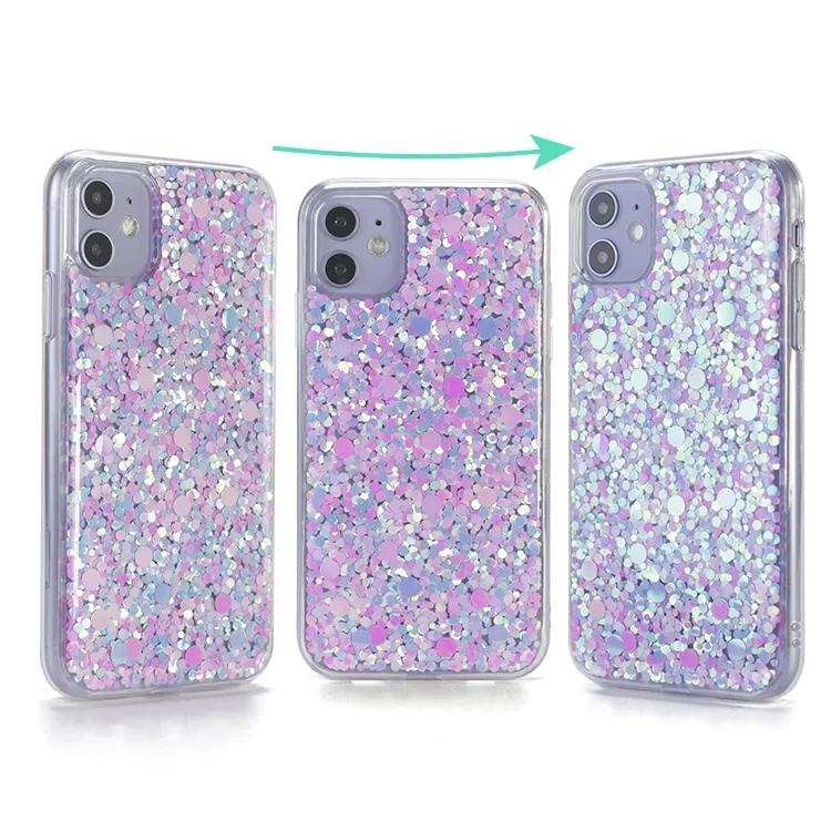 Sıcak satış Glitter lazer flaş tozu Sequins cep telefonu kılıfı iPhone 11 Pro