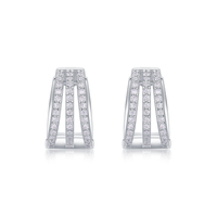 Boucles d'oreilles créoles en argent sterling 925 à triple rangée de moissanite pour femme, boucles d'oreilles huggie coniques en moissanite et diamant effet éternité