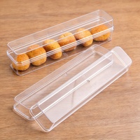 Boîte de présentation étroite et longue pour pâtisseries, avec couvercle, en PS de qualité alimentaire, pour comptoir de boulangerie boutique, modèle A Little Water Slim Clear Strip