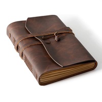 Journal de voyage vintage A5, couverture en simili cuir, reliure cousue à la main, bande élastique, 256 pages lignées, logo personnalisé, cadeau