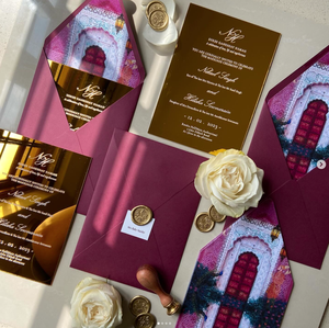 Tarjetas de invitación de boda de lujo de alta calidad, sobre de terciopelo, <span class=keywords><strong>hojas</strong></span> de papel texturizado para eventos corporativos, boda, Día de San Valentín - Product Image 4