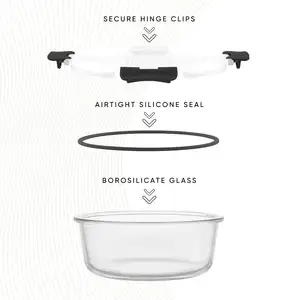 Venda quente Cozinha minimalista sem BPA, recipientes de armazenamento de vidro transparente para micro-ondas com tampas, caixas de armazenamento de alimentos