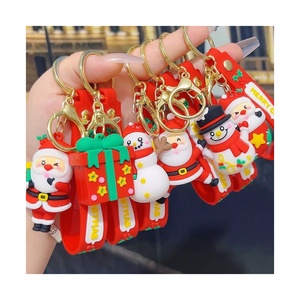New Year Cartoon PVC 3D Rubbrt Santa <b>Tree</b> Claus Snowman Christmas Key Chains <b>Car</b> Pendant Decoration Gift - Product Image 1