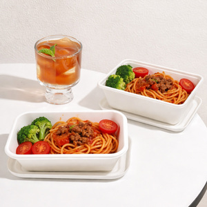 800ml Compostable Sugarcane Bagasse Food Container Biodegradable Disposable Takeaway <b>Lunch</b> <b>Box</b> with Lid for Salad Meal Prep - Product Image 5