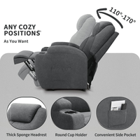 Fauteuil de massage chauffant à 8 points de vibration, avec porte-gobelets USB Type-C en acier inoxydable, canapé individuel pour personnes âgées
