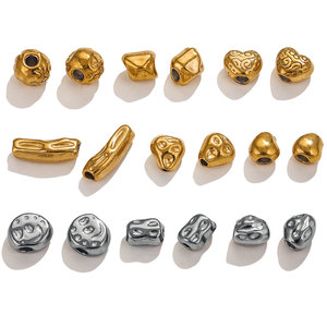 Abalorio de Acero Inoxidable con Textura Irregular en Oro PVD de 18K para la Creación de Joyas: Corazón, Tubo y Lágrima, Resistente al Agua e Hipoalergénico - Product Image 2