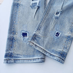 <span class=keywords><strong>Pantaloni</strong></span> Jeans di Lusso Subiess di Alta Qualità Firmati Hip Hop Elasticizzati Strappati Y2K Streetwear da <span class=keywords><strong>Uomo</strong></span> Vestibilità <span class=keywords><strong>Slim</strong></span> - Product Image 5