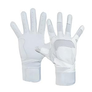 SAAR INDUSTRIES Men's White Cabretta Leather Ambidextrous Baseball Batting Gloves <b>Hook</b> Loop Closure Training Competitive <b>Games</b> - Product Image 2