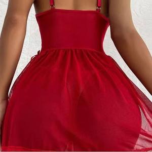 情色内衣新款透视露背连衣裙蕾丝深v裸照紧身衣睡衣氨纶女性透气 - Product Image 3