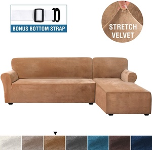 <span class=keywords><strong>Copridivano</strong></span> <span class=keywords><strong>Angolare</strong></span> a L con Chaise Longue Destra in Ricco Velluto, 2 Pezzi, <span class=keywords><strong>per</strong></span> <span class=keywords><strong>Divano</strong></span> Componibile a 3 Posti, Extra Large, Fodera Moderna in 1 Pezzo - Product Image 2