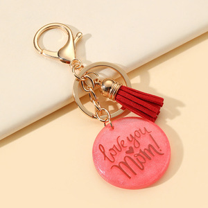 Mother's Day gift <b>keychain</b> with heart-shaped design MAMA Resin fringed <b>keychain</b> for keyring or hanging ornament Round <b>keychain</b> - Product Image 4
