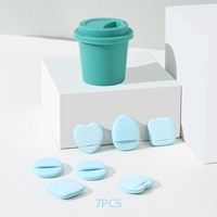 Éponge de maquillage en forme de tasse à café, ensemble de mini houppettes, boîte de rangement pour fonds de teint, poudres, crèmes, BB et houppettes coussin d'air