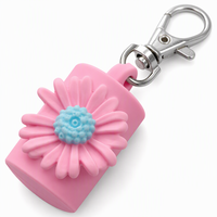 Porte-clés fleur en silicone écologique mignon, marguerites 3D avec fermoir argenté, breloque souple pour sac, cadeau pour enfants