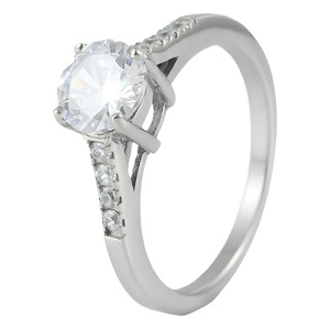 yunnique Men's <b>Titanium</b> Steel <b>Ring</b> With Large Diamond Prong Setting Engagement Jewelry Silver Color - Product Image 5