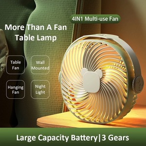 พัดลมตั้งโต๊ะอเนกประสงค์แบบชาร์จไฟได้รุ่นใหม่ปี 2024 พัดลมปรับอากาศแบบพกพา พัดลมแขวนเพดาน พัดลมติดผนัง พร้อมไฟกลางคืน - Product Image 2