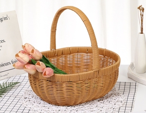 <span class=keywords><strong>Cesta</strong></span> <span class=keywords><strong>de</strong></span> Picnic <span class=keywords><strong>de</strong></span> Plástico y Ratán Ovalada Clásica, <span class=keywords><strong>Grande</strong></span>, Resistente, para Servir Alimentos y Frutas, Ideal para Campamentos al Aire Libre - Product Image 4