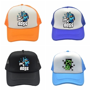 <span class=keywords><strong>Minecraft</strong></span> hat Steve Creeper lúa mì khối phim hoạt hình hàng hóa cha-con mùa hè dù để che nắng polyester in logo trucker cap - Product Image 2