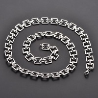 Collier créatif en acier inoxydable à maillons géométriques pour femmes et hommes, couleur argent, collier ras du cou, accessoires de bijoux en métal