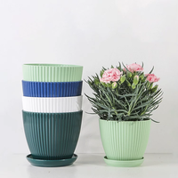 Pot de fleurs rond en plastique durable avec plateau pour la plantation de plantes succulentes, pots et jardinières pour la maison et le jardin