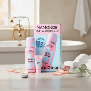 Conjunto de mascarilla facial líquida Mamonde Flora Glow Rose, mascarilla corporal de alta calidad con 25ml, crema suavizante de rosas, 80ml - Product Image 3