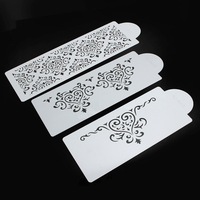 Pochoir à gâteau en PVC 3 pièces pour la décoration réutilisable fondant gâteau d'anniversaire gaufrage motif de fleurs creuses pochoir à gâteau