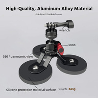Support de caméra d'action magnétique en aluminium avec mini rotule, aimant robuste recouvert de caoutchouc avec filetage mâle 1/4"20 pour Go Pro
