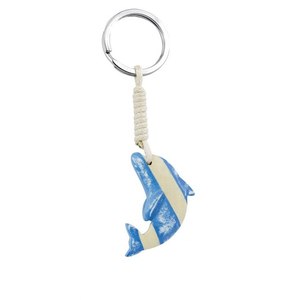 Portachiavi a Forma di Delfino Mini, Blu e Bianco a Strisce, Articolo Promozionale - Product Image 1