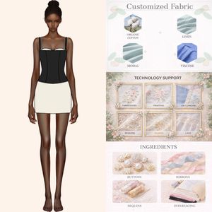 Set Due Pezzi da Donna con Corsetto Bustier e Minigonna, Abbigliamento da Festa con Etichetta Privata - Product Image 1