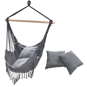 Chaise <span class=keywords><strong>hamac</strong></span> en toile de coton Boho brésilien balançoire <span class=keywords><strong>hamac</strong></span> suspendu avec 2 oreillers pour intérieur et extérieur pour le camping et les voyages - Product Image 2