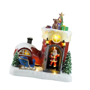 Bota Musical LED de 10 Pulgadas con Santa Claus Abriendo la Puerta y 8 Canciones, Decoración Navideña de Plástico, Regalo de Navidad 2026 - Product Image 3