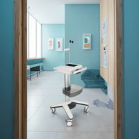 Chariot de diagnostic cardiaque moderne robuste avec cadre en alliage d'aluminium et roues verrouillables de 4 pouces, chariot médical hospitalier pour usage dentaire